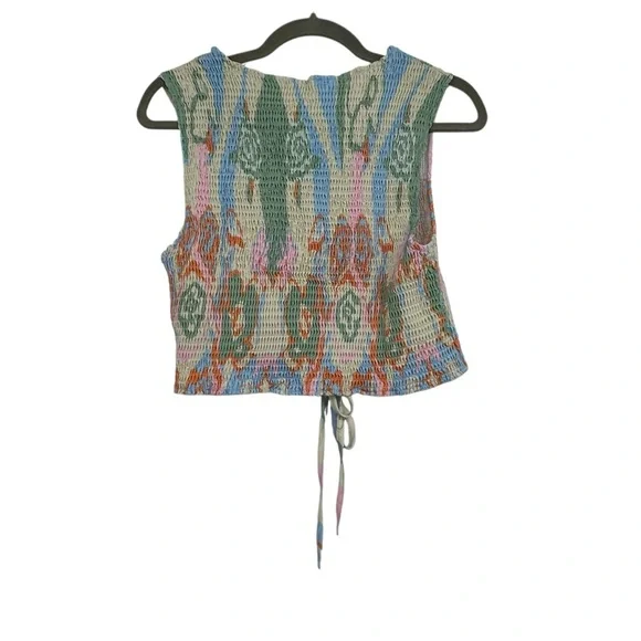 Boho Floral Print Two Piece Set Women’s XL | Smocked Crop Tank & Wide Leg Pants - Picture 8 of 14